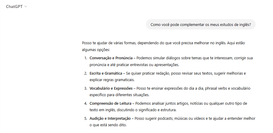 Aprender inglês com ChatGPT